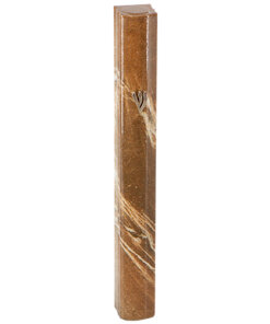 Art Judaica Aluminum Mezuzah 10cm- 3D Marble Pattern in Brown
