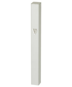 Art Judaica Aluminum Mezuzah 10 Cm- White