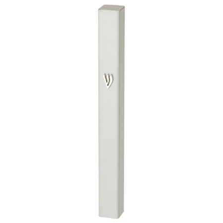 Art Judaica Aluminum Mezuzah 10 Cm- White
