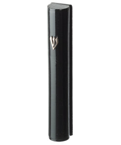 Art Judaica Plastic Black Mezuzah With Rubber Cork  12 Cm - With The