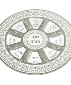 Art Judaica Rosh Hashana Ornaments Glass Plate