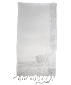 Art Judaica C Acrylic Talit Size 60- 140X185cm White & Silver