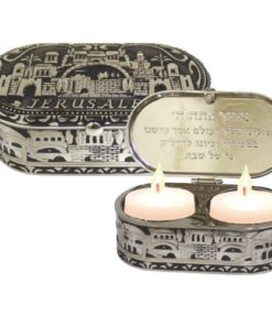 Art Judaica Nickel Travelling Candlesticks, With Box