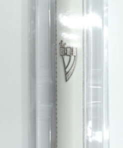 Art Judaica Semiround Wooden Mezuzah 12cm- White with Chain Design