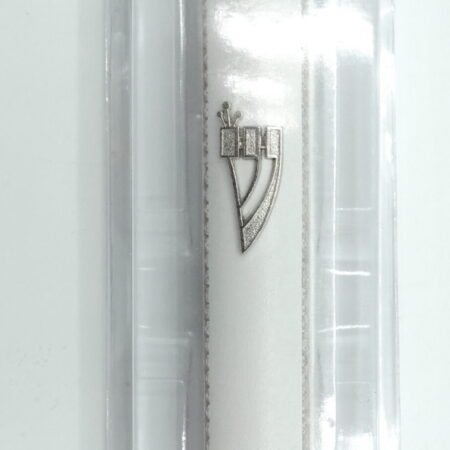 Art Judaica Semiround Wooden Mezuzah 12cm- White with Chain Design