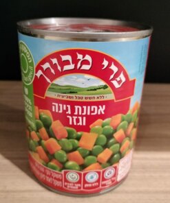 Alternative view of Pri Mevorach Garden Peas and Carrots in Can 335g